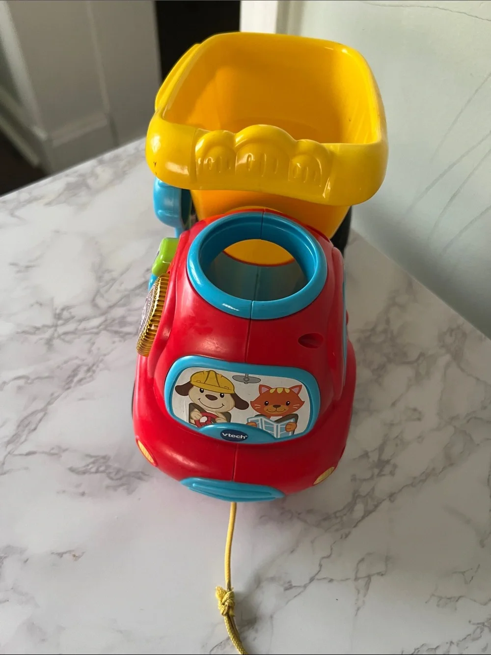 Classic Kids Pull-Along Dump Truck Toy - Yellow & Red